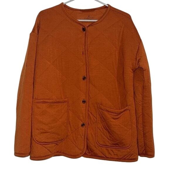 Cuddl Duds Women's Size M Light  Quilt Shirt Jacket Orange - Picture 2 of 9